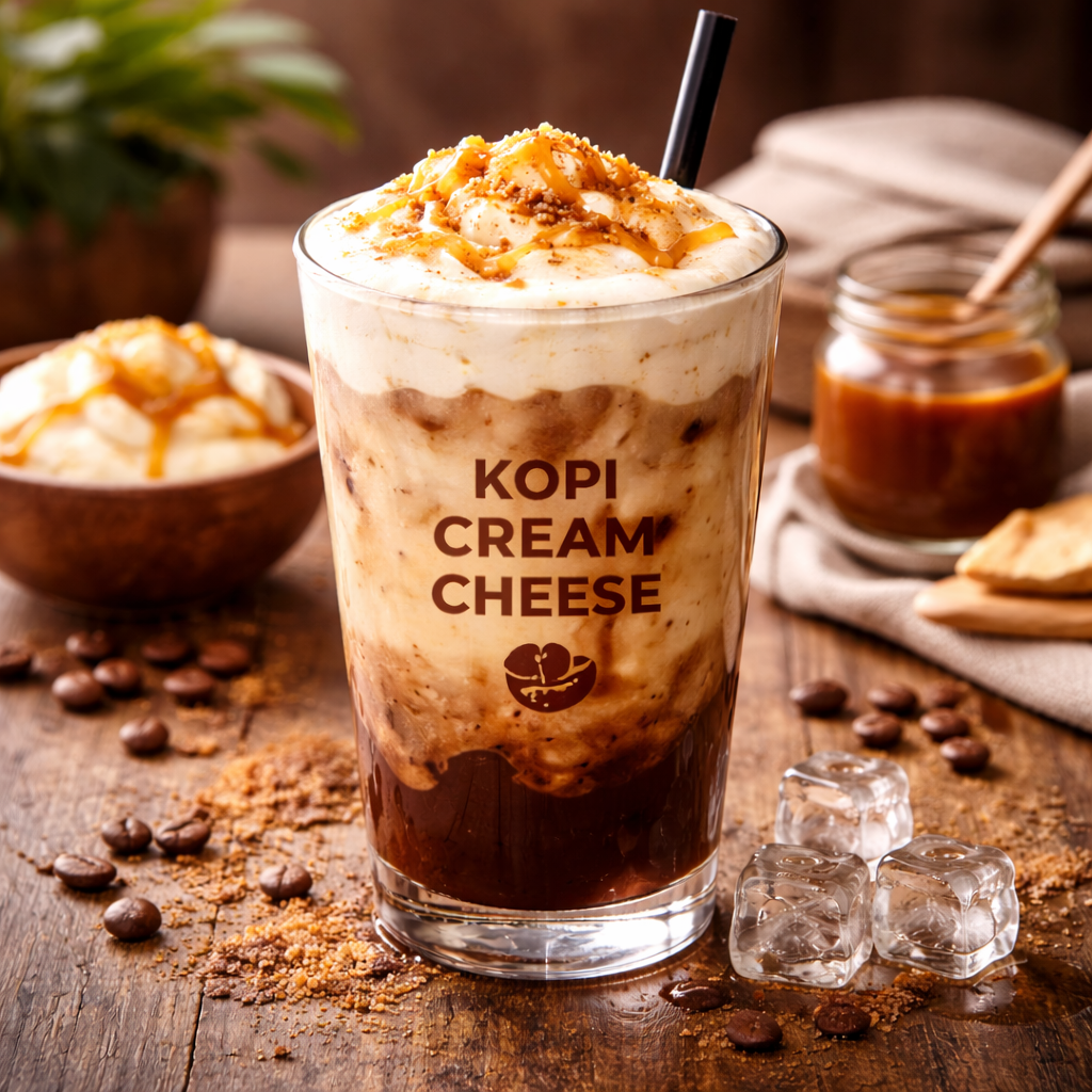 Kopi Cream Cheese dengan topping creamy